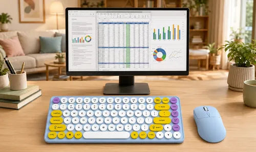 Kit Teclado Y Mouse Inalámbricos Teclas Redondas Silencioso
