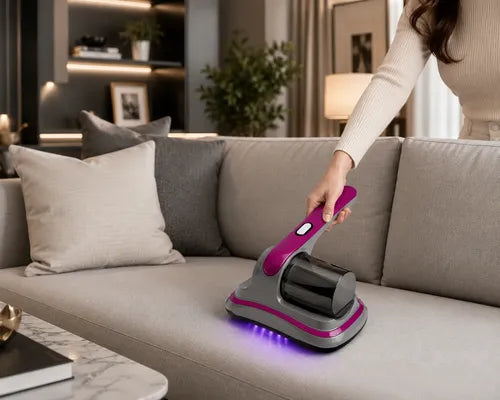 Aspiradora Potente Anti-ácaros Para Colchón Sofà Con Luz Uv Gris