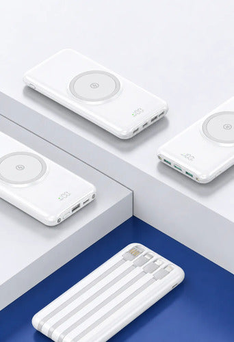 Powerbank 30000mah Carga Rápida Cables Integrados Universal Blanco