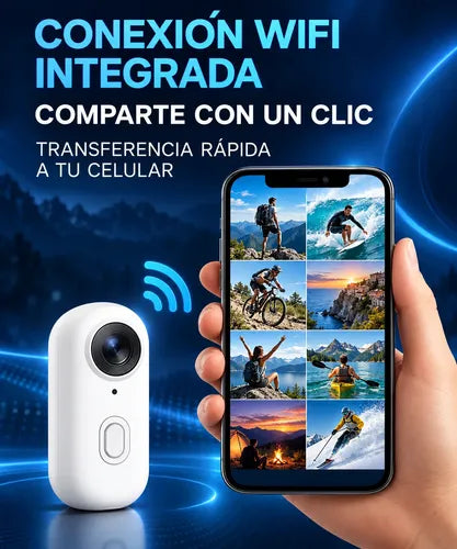 Kit Mini Cámara Acción Wifi 1080p Sumergible + Microsd 32gb Blanco