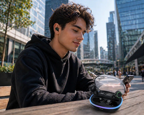 Audífonos In Ear Inalámbricos Bluetooth 5.3 Estuche Led Rgb Negro