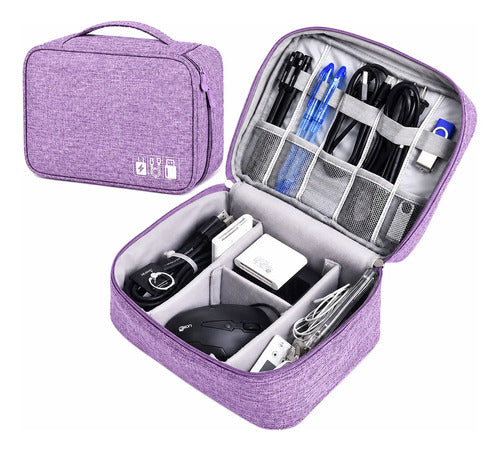 Bolso Organizador Viaje Para Cables Electrónicos Accesorios Púrpura