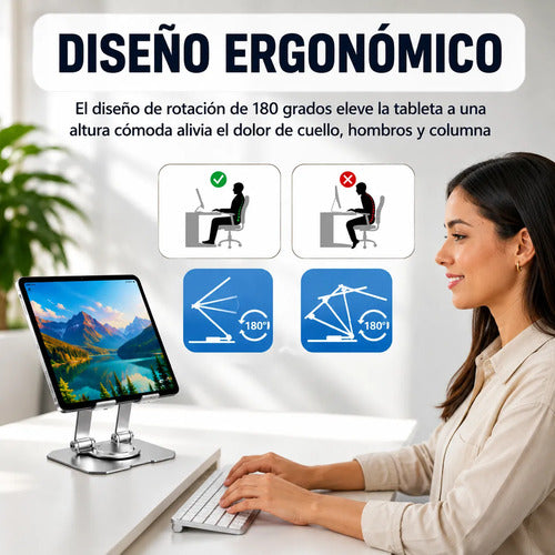 Soporte Metálico Ajustable Plegable Para Tablet Y Celular Plateado