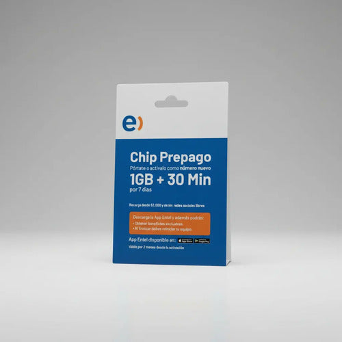 Chip Prepago Entel 1gb + 30 Minutos E Sim 3 En 1