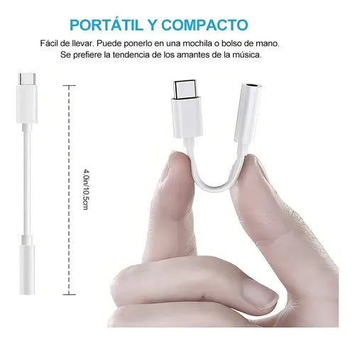 Adaptador De Auriculares Tipo C A Jack 3.5 Mm Para Teléfonos Android Blanco