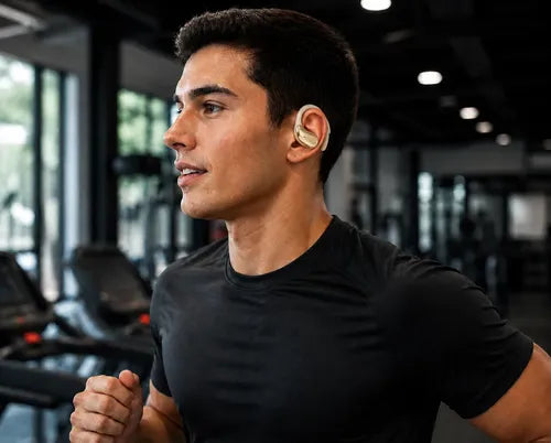 Audífonos Deportivos Bluetooth 5.3 Micrófono Control Táctil Beige/dorado