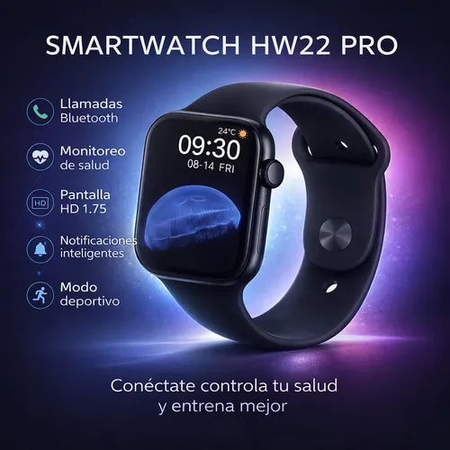 Smartwatch Hw22-pro Deportivo Pantalla Hd Llamadas Bluetooth Negro Look Deportivo