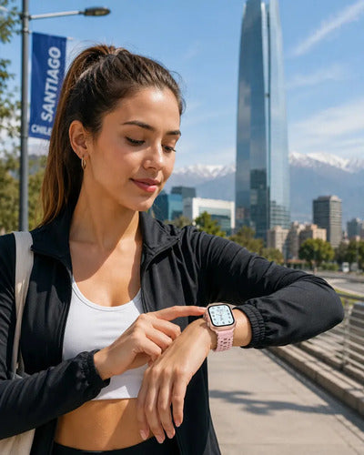Smartwatch Diegmark W9 Ultra De 45 Mm Para Llamadas Y Salud Hebilla Rosa Oro Brillante