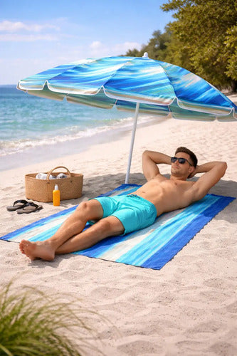 Quitasol De Playa Central Con Protección Uv, Diseño Multicolor Y 80cm De Ancho Veraniego