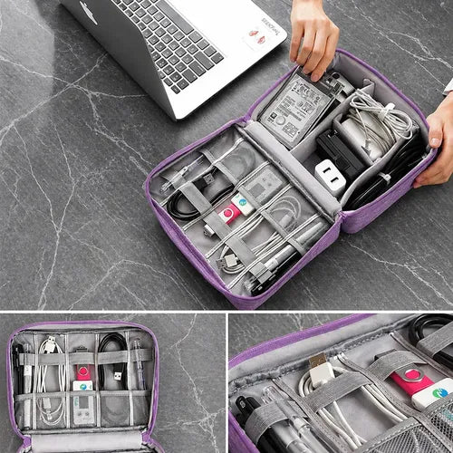 Bolso Organizador Viaje Para Cables Electrónicos Accesorios Púrpura