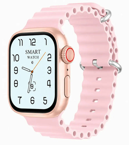 Smartwatch Diegmark W9 Ultra De 45 Mm Para Llamadas Y Salud Hebilla Rosa Oro Brillante