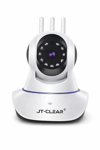 Cámara De Seguridad Wifi Jt-clear Hd Para Hogar Con Cabezal Giratorio Y Visión Nocturna Blanco