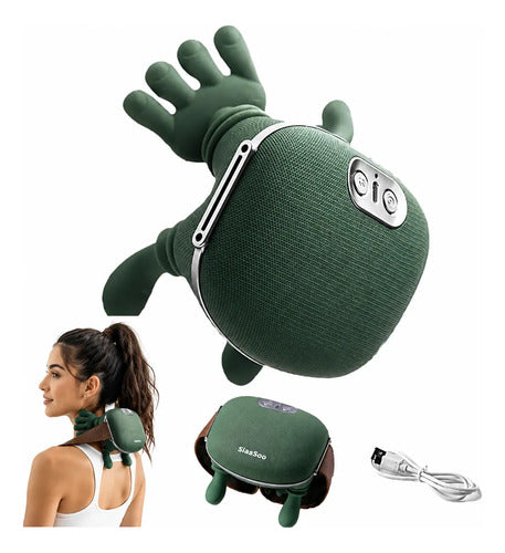 Masajeador Tensión Cervical Recargable Para Cuello Y Hombos Verde Musgo