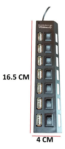 Hub Usb De 7 Puertos Con Interruptores Y Luces Led Para Pc Y Laptop Negro