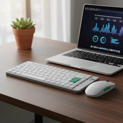 Kit Teclado Y Mouse Inalámbricos Recargables Gris Para Pc, Smart Tv Y Tablet