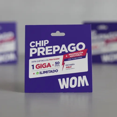 Chip Prepago Wom 1gb + 50 Minutos Chip Telefonia 3 En 1