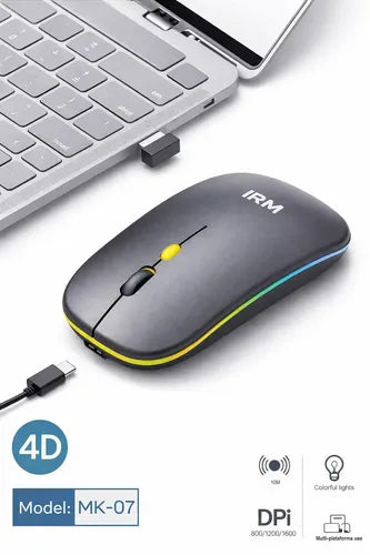 Mouse Inalámbrico Recargable Irm Mk-07 Con Bluetooth Y Rgb Para Gamer U Oficina Gris Oscuro