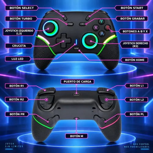 Control Joystick Gamer X9 Inalámbrico Rgb Multiplataforma