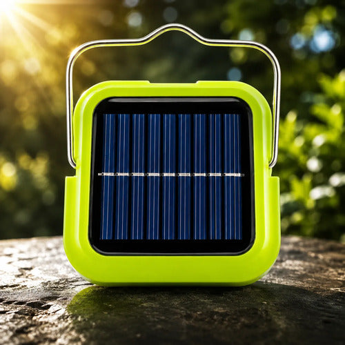 Lámpara Solar Led Camping Linterna Recargable Multifunción Verde