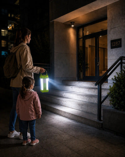 Lámpara Solar Led Camping Linterna Recargable Multifunción Verde