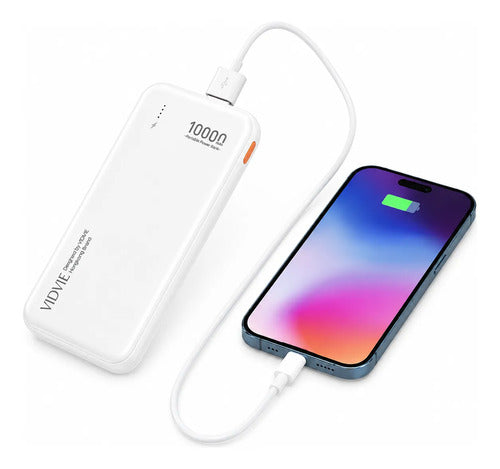 Power Bank 10000mah Portátil Carga Rápida Compacto Y Ligero Blanco