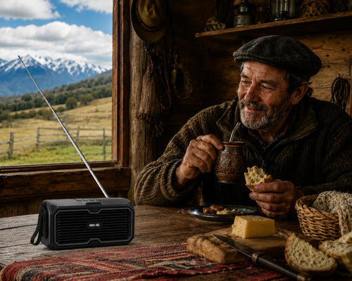 Parlante Portátil Solar 5w Radio Fm Linterna Led Recargable