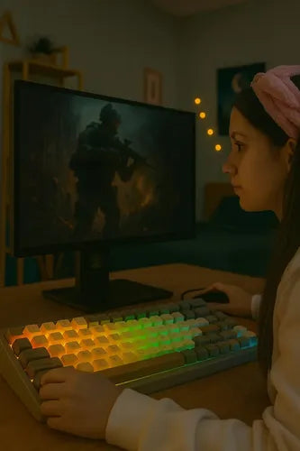 Teclado Gamer Diegmark Wb222 Con Perilla Multifunción Rgb Y Panel Numérico Gris Español Latinoamericano
