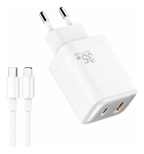 Cargador Para iPhone 35w 8 X Xr 11 12 13 14 Pro Max Color Blanco Con Cable Alta Velocidad Carga Rápida Milk White