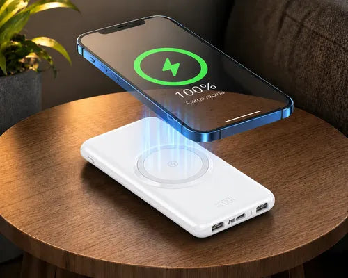 Powerbank 30000mah Carga Rápida Cables Integrados Universal Blanco
