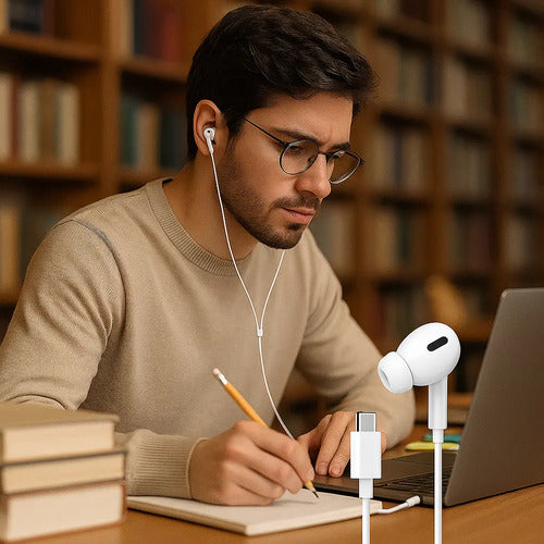 Audífonos Entrada Tipo C In-ear Con Goma Para Androide Blanco