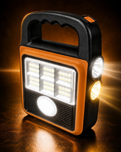 Lámpara Solar 48 Luz Led Mulfunciòn Recargable Usb Powerbank Negro/naranja