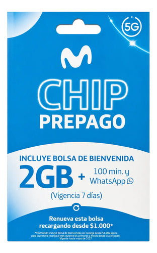 Sim Movistar Prepago 100 Minutos + 2gb Pack 5 Unidades 3 En 1
