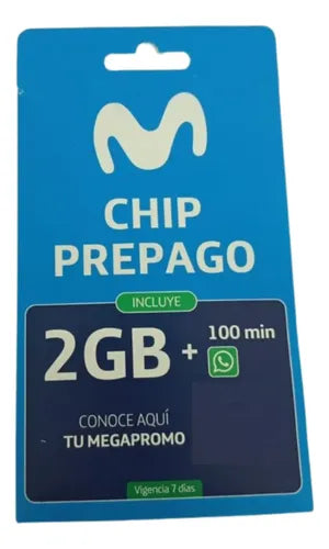 Sim Movistar Prepago 100 Minutos + 2gb Pack 100 Unidades