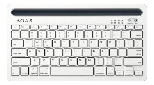 Teclado Inalámbrico Bluetooth Multidispositivo Silencioso Para Tablet Y Smart Tv Blanco Inglés Us