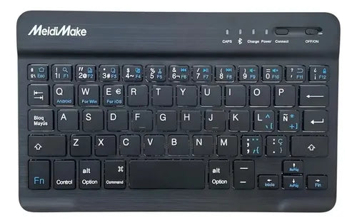 Teclado Bluetooth Recargable Ultradelgado Y Silencioso Compatible Con Android Ios Windows Y Mac Negro Español Latinoamericano