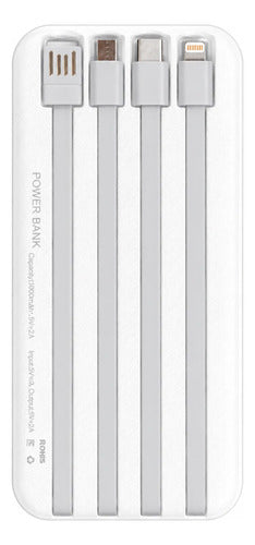 Powerbank 30000mah Carga Rápida Cables Integrados Universal Blanco