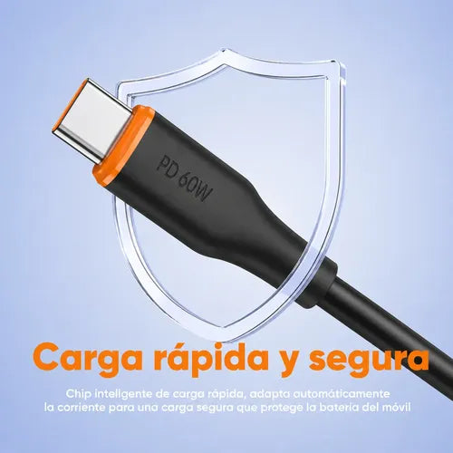 Cable Usb-c 1m 60w Carga Rápida Para Samsung Xiaomi Android