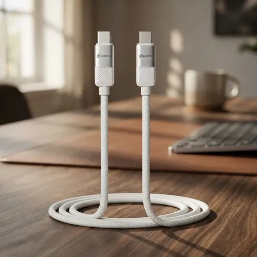 Cable Usb-c A Usb-c Silicona Flexible Carga Rápida 120w 1m Blanco