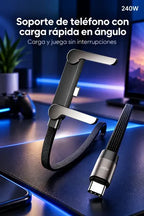 Cable Usb-c Carga Rápida 240w Con Soporte Plegable 2 En 1 Negro