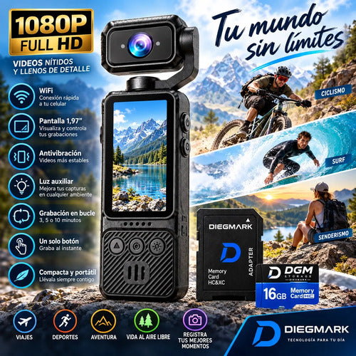 Cámara Deportiva Pocket Full Hd Wifi + Tarjeta Microsd 16gb
