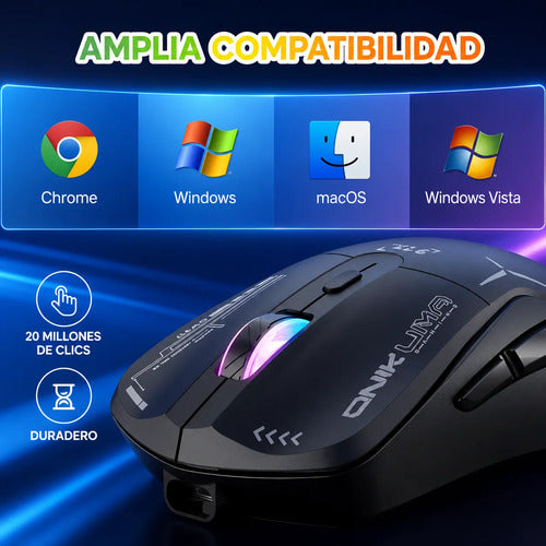 Mouse Gamer Inalámbrico Onikuma Rgb 2.4 Ghz 4800 Dpi Negro