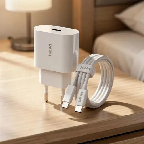 Cargador Rápido Usb-c Irm De Pared Con Cable, Para iPhone 15, 16, 17 Y Samsung Galaxy, Blanco