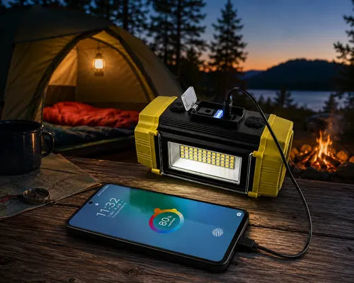 Linterna Led Multifunción Recargable Solar + Usb + Powerbank Verde