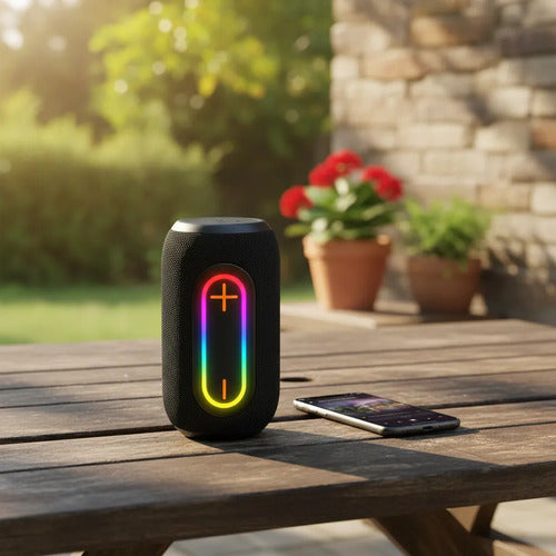Parlante Inalámbrico Recargable Bs-27 Luz Rgb Sonido Potente Negro