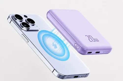 Power Bank Magnético Inalámbrico De Carga Rápida Para iPhone Y Android Violeta Claro