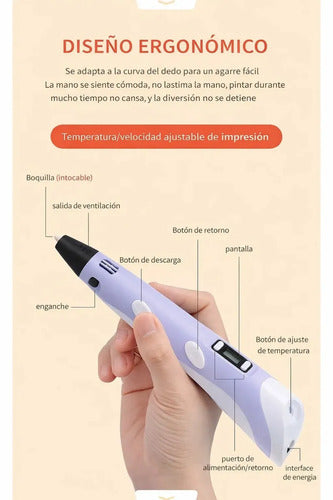 Lápiz 3d Diegmark A Batería Violeta Con Pantalla Y Temperatura Regulable Para Filamentos Pla/abs
