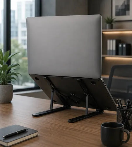 Soporte Metálico Para Notebook Tablet Plegable Antideslizant Negro