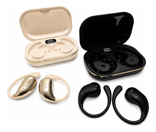 Audífonos Deportivos Bluetooth 5.3 Micrófono Control Táctil Beige/dorado