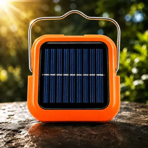 Lámpara Solar Led Camping Linterna Recargable Multifunción Naranja