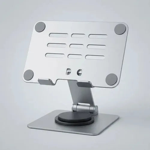 Soporte De Mesa Multiángulo Para Tablet Diegmark, Plegable Y Giratorio 360°, De Aluminio Plateado